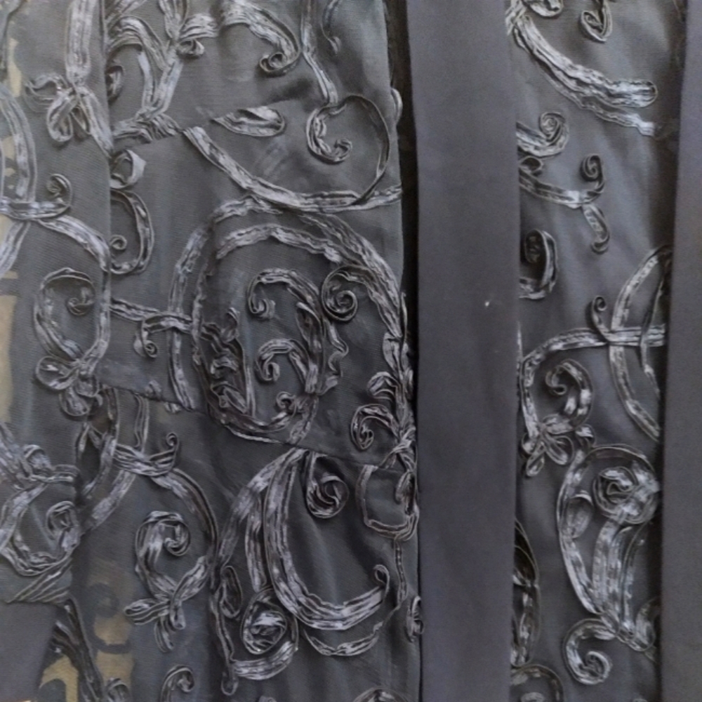 Elegant Black Lace Cardigan Kimono Evening Jacket‎ with Scroll Pattern